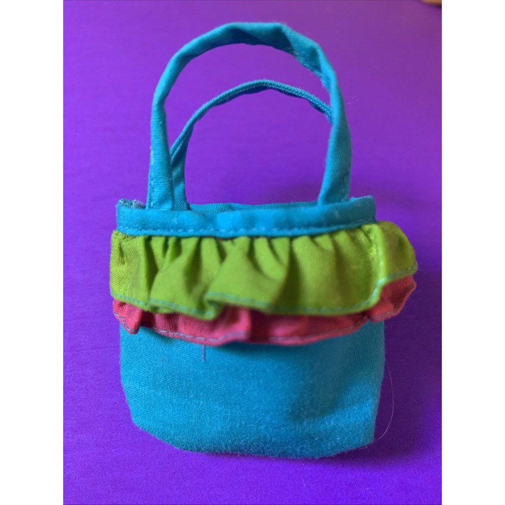 VINTAGE BARBIE SKIPPER BLUE BAG #1933 COUNTRY PICNIC TOTE RUFFLED PURSE MINT